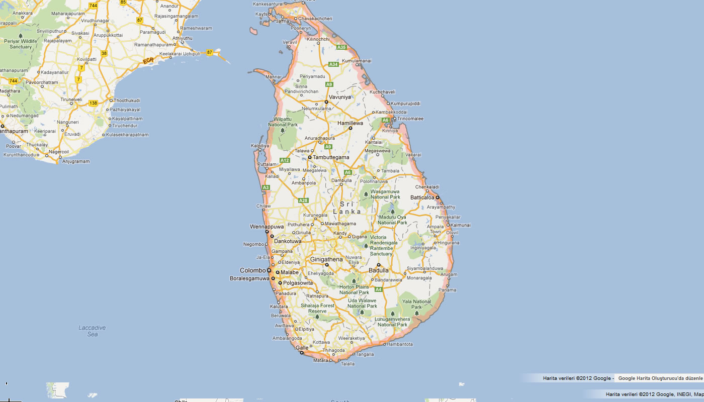 carte du sri lanka